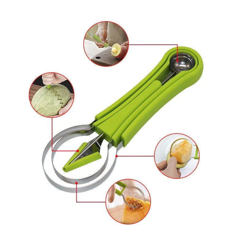 Three-in-One Stainless Steel Multi-Purpose Fruit Ball Excavator Spoon