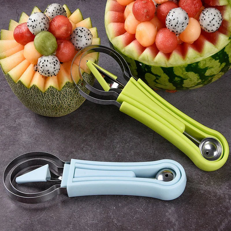 Three-in-One Stainless Steel Multi-Purpose Fruit Ball Excavator Spoon
